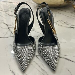Versace Medusa Insignia Crystal Embellishments Slingback Pump